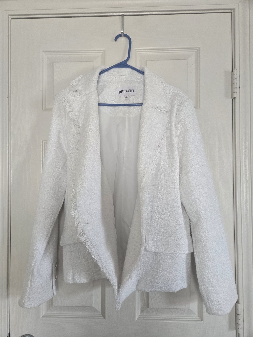 Steve Madden Women's White Textured Open Blazer Jacket